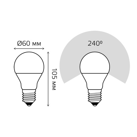 Лампа светодиодная LED 12 Вт 1130 лм 3000К AC180-240В E27 А60 (груша) теплая  Elementary Gauss GAUSS 23212