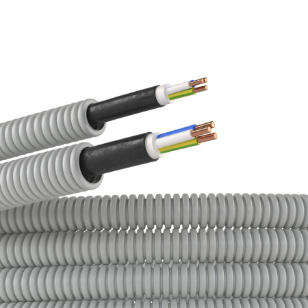 Труба гофрированная ПВХ д.20мм с кабелем РЭК ГОСТ+ ВВГнгLS 3*2.5 (100м) DKC 9S920100