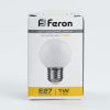 Лампа светодиодная LED 1вт Е27 белый 2700К (шар) FERON LB-37 25878