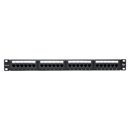 Патч-панель TERACOM 19'' Cat.5E 1U неэкранированная UTP 24 порта RJ-45 110 IDC EKF TRC-PPNL-5EUTP-1U24