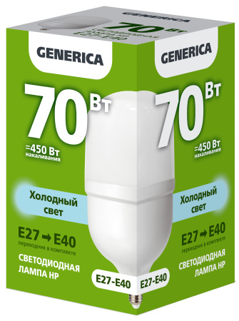 Лампа светодиодная HP 70Вт 230В 6500К E27-E40 GENERICA IEK LL-HP-70-230-65-E27-E40-G