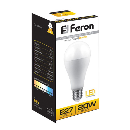 Лампа светодиодная LED 20вт Е27 теплый FERON LB-98 25787