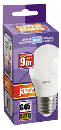 Лампа светодиодная LED 9Вт E27 холодный белый матовый шар JazzWay 2859662A