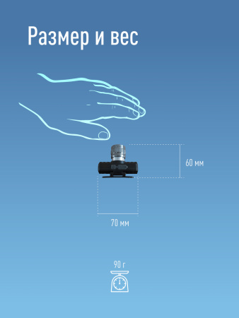 Фонарь налобный аккумуляторный, 3W, аккум. 3,7V 1,2Ah, 180Лм, 8 часов Космос KocH3WZoo