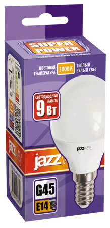 Лампа светодиодная LED 9Вт Е14 теплый матовый шар JazzWay 2859570A