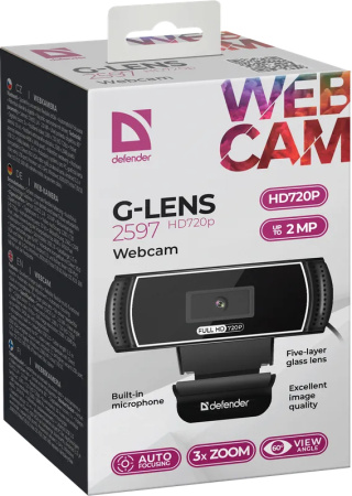 Веб-камера G-lens 2597 HD720p 2 МП, автофокус, автослежение