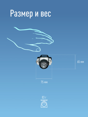 Фонарь налобный , 14 LED, 3 батарейки ААА, 130Lm, Космос KOC-H14-LED