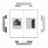 ATLASDESIGN РОЗЕТКА двойная HDMI+RJ45, кат.5Е, механизм, БЕЛЫЙ Systeme Electric ATN000182