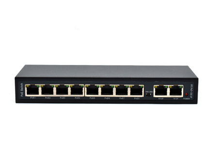 Коммутатор неуправляемый PoE 10 портов, 8хPoE 10/100 Мб/с, 2хRJ45, 30 Вт Optimus CCTV U1E-8F/2G_V.1 В0000017078