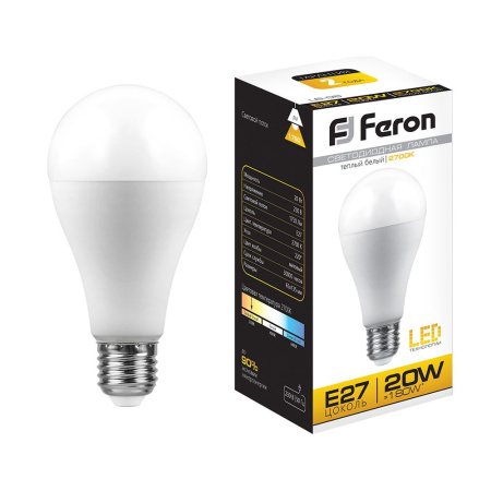 Лампа светодиодная LED 20вт Е27 теплый FERON LB-98 25787