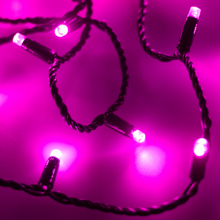 Гирлянда светодиодная декоративная ARD-STRING-CLASSIC-10000-BLACK-100LED-FLASH PINK (230V, 7W) (ARDCL, IP65)