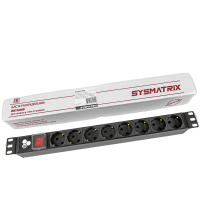 Блок розеток 19' PDU 8 розеток. 10 A. гнездо под  шнур SYSMATRIX PD 19.08SCH-IS-1.10
