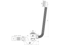 Сифон для ванны Ани клик-клак с выпуском и переливом прямоточный с трубой 40х50 черный АНИ пласт EC155BL