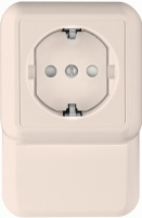 ПРИМА Розетка наружная с заземлением плинтусная 250В 16А со шторками белая монтажная пластина Systeme Electric RA16-003-2M-B