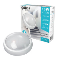 Светильник светодиодный ДБП 15 Вт 1220 лм 4000К AC 220В Белый IP54 круг D175х76мм Пластик ЖКХ Qplus Gauss GAUSS 141411215