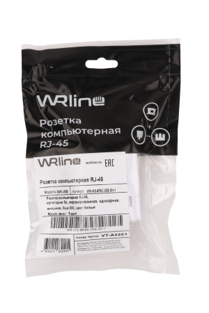 Розетка компьютерная RJ-45 категория 5e экранированная одинарная внешняя Dual IDC цвет белый WRline