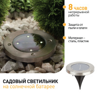 Садовый светильник на солнечной батарее, сталь, пластик 13 см ERAST040-08 ЭРА Б0038502