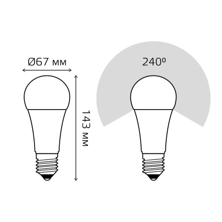 Лампа светодиодная LED 25 Вт 2000 лм 3000К AC180-240В E27 А70 (груша) теплая  Elementary Gauss GAUSS 73215