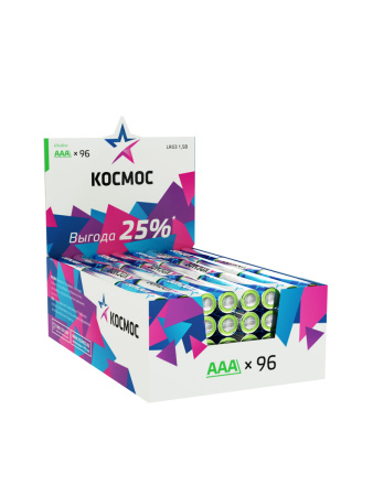 Батарейка LR03 AAA, Alkaline 1.5В, 96 шт/уп. Космос KOCLR03_96BOX