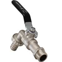 Кран шаровой водоразборный со штуцером 1/2' НР ручка рычаг Aquadeel BV-300-01-15