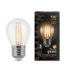 Лампа светодиодная филаментная LED 9 Вт 680 лм 2700К AC150-265В E27 шар P45 теплая Black Filament GAUSS 105802109