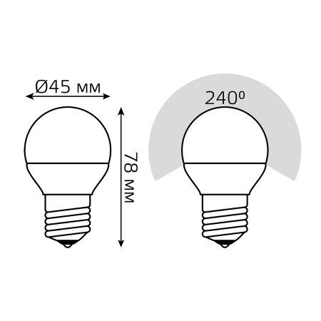 Лампа светодиодная LED 7 Вт 520 лм 3000К AC150-265В E27 шар P45 теплая шаговое диммирование выключателем Black