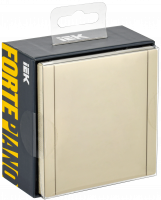 FORTE&PIANO Розетка 1-местная с заземлением с защитными шторками и крышкой безвинтовое крепление 16А IP44 FP419 ваниль IEK FP-R16-16-1-44-K10