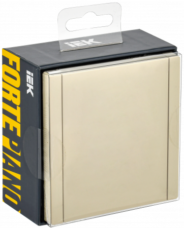 FORTE&PIANO Розетка 1-местная с заземлением с защитными шторками и крышкой безвинтовое крепление 16А IP44 FP419 ваниль IEK FP-R16-16-1-44-K10