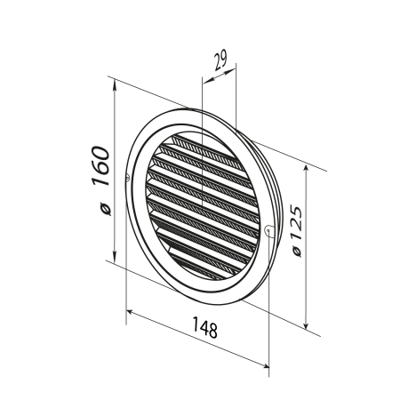 Решетка вентиляционная вытяжная  125 w/n