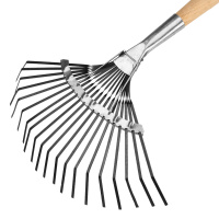 Грабли веерные стальные, 385х1450 мм, 20 плоских зубьев, деревянный черенок, Россия СИБРТЕХ 61779