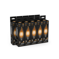 Лампа светодиодная филаментная LED 5 Вт 400 лм 2700К свеча на ветру теплый E14 AC 220В золотистая колба Black Filament Gauss GAUSS 104801005