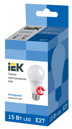 Лампа светодиодная A60 груша 15Вт 230В 4000К E27 IEK LLE-A60-15-230-40-E27