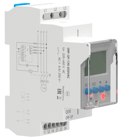 Реле фаз ORF-SP 3ф. 2 конт. 130-650В AC ONI ORF-SP-130-650VAC