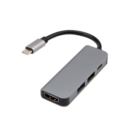 Разветвитель USB Type-C на 4 порта: 1xHDMI, 2xUSB, 1xType-C PD, REXANT 18-4151