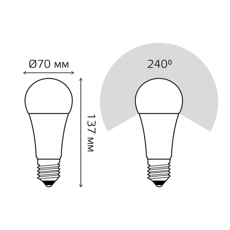 Лампа светодиодная LED 30 Вт 2390 лм 6500К AC180-240В E27 А70 (груша) холодная Elementary GAUSS 73239