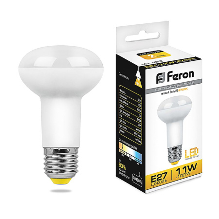 Лампа светодиодная LED зеркальная 11вт Е27 R63 теплый FERON LB-463 25510