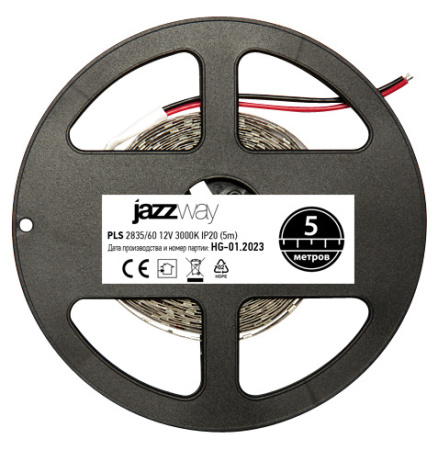 Лента светодиодная LEDx60/м 1м 6Вт/м 12В теплый белый IP20 (5м) JazzWay 2858023