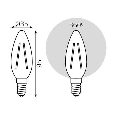 Лампа светодиодная филаментная LED 5 Вт 420 лм 2700К AC185-265В E14 свеча теплая Black Filament GAUSS 103801105