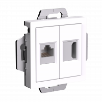 ATLASDESIGN РОЗЕТКА двойная HDMI+RJ45, кат.5Е, механизм, БЕЛЫЙ Systeme Electric ATN000182
