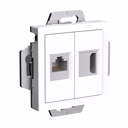 ATLASDESIGN РОЗЕТКА двойная HDMI+RJ45, кат.5Е, механизм, БЕЛЫЙ Systeme Electric ATN000182
