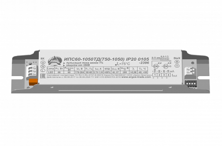 Драйвер светодиодный ИПС60-1050ТД(750-1050) IP20 0105 Аргос-Электрон 301101