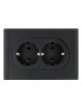 FORTE&PIANO Розетка 2-местная с заземлением без защитных шторок безвинтовое крепление 16А FP124 черный IEK FP-R21-16-1-K02