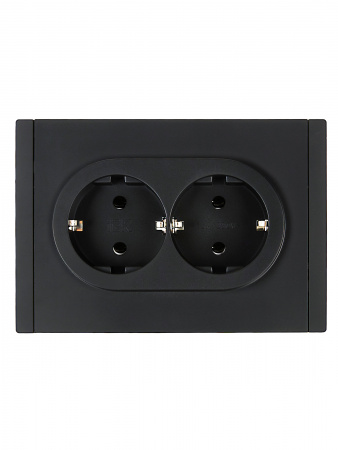 FORTE&PIANO Розетка 2-местная с заземлением без защитных шторок безвинтовое крепление 16А FP124 черный IEK FP-R21-16-1-K02
