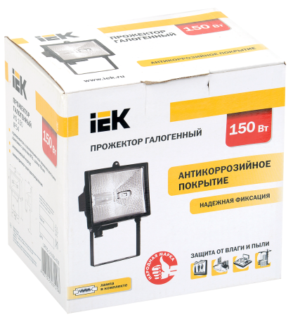 Прожектор ИО150 галогенный черный IP54 IEK LPI01-1-0150-K02