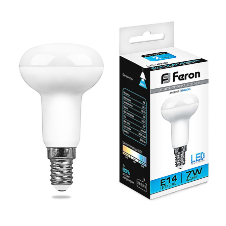 Лампа светодиодная LED зеркальная 7вт Е14 R50 дневной FERON LB-450 25515