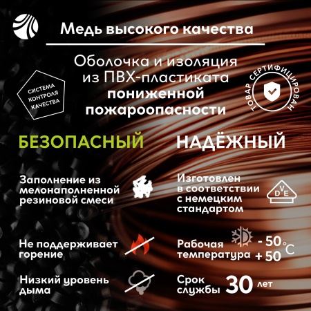 Кабель силовой NYM-J 4х6 ТРТС Ореол 00000058480 