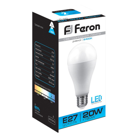 Лампа светодиодная LED 20вт Е27 дневной FERON LB-98 25789