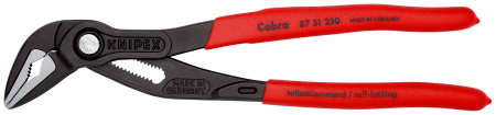 Клещи переставные COBRA сантехнические с фиксатором 32 мм (1 1/4) под ключ 34 мм L-250 мм Cr-V серые обливные рукоятки
