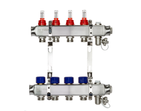 Коллекторная группа SSM-9RF set 9 контуров 1' x 3/4' с расходомерами и кронштейнами Ридан 088U0959R