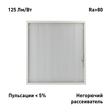 Светильник светодиодный 6500К 3000Лм 125Лм/Вт IP40 595х595х19 призма SPO-6-24-6K-P 24Вт